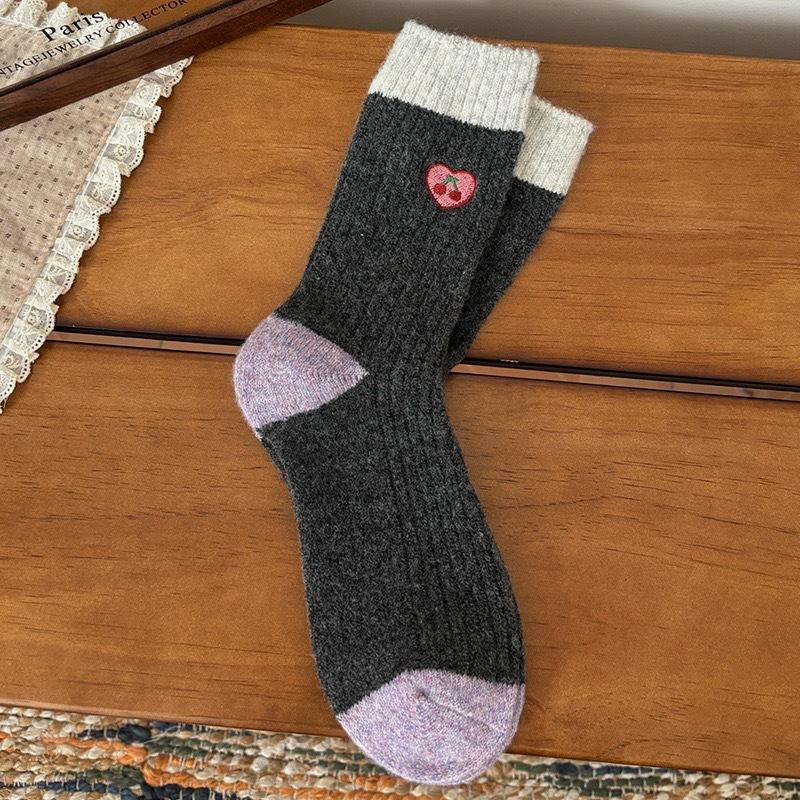 Christmas Wool Socks, Socks, Seasonal Thickened, Warm And Cute, Embroidered Snowflake Sky Stockings