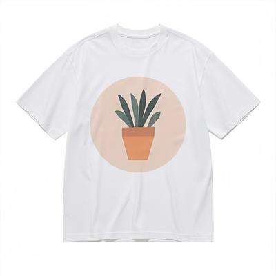 T-shirt Classica da Uomo Morbida e Comoda per Tutte le Stagioni Top Minimalisti con Piante in Vaso