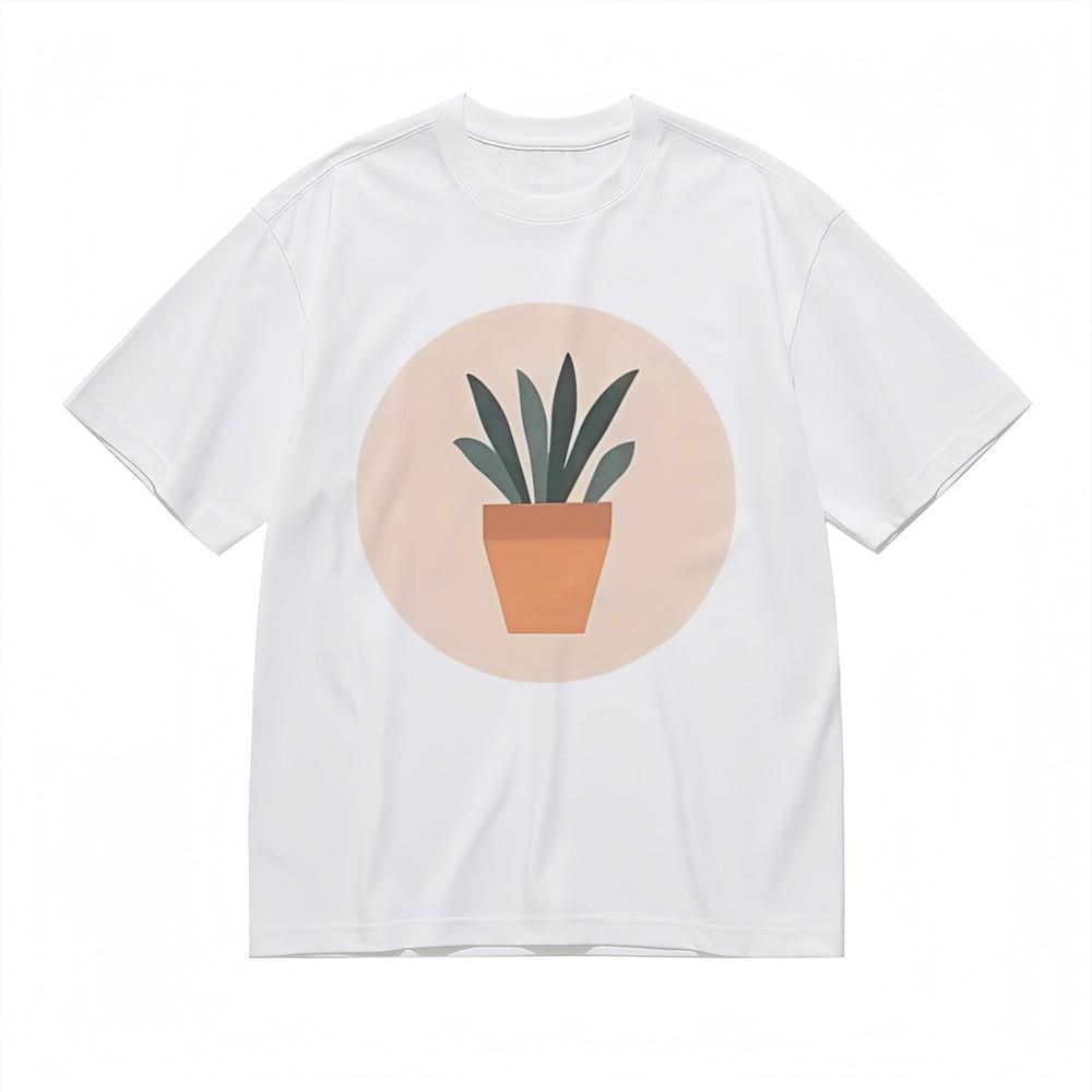Women's Breathable All Season Classic T-Shirt Minimalist Potted Plant Tee USA