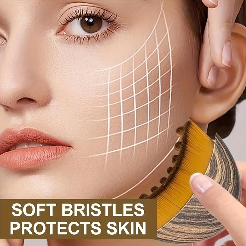 Portable Dry Facial Brush Soft Bristles Contoured Lymphatic Massage Tool Face Sculpting Device Home Spa Gentle Exfoliation Brush