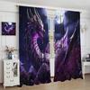 Dragon Curtains for Bedroom  Mystic Courage Fantasy Purple Night Sky Legend Epic Treasure Spitting Fire Dragon Window Drapes Prin