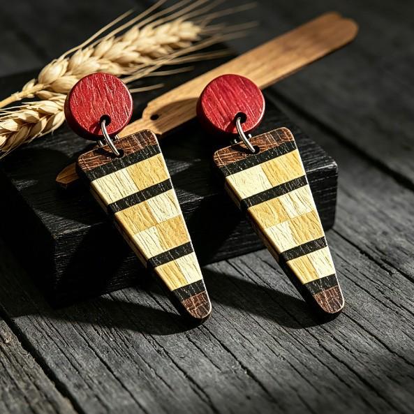 Creative Retro Geometric Multi-Color Wooden Earrings
