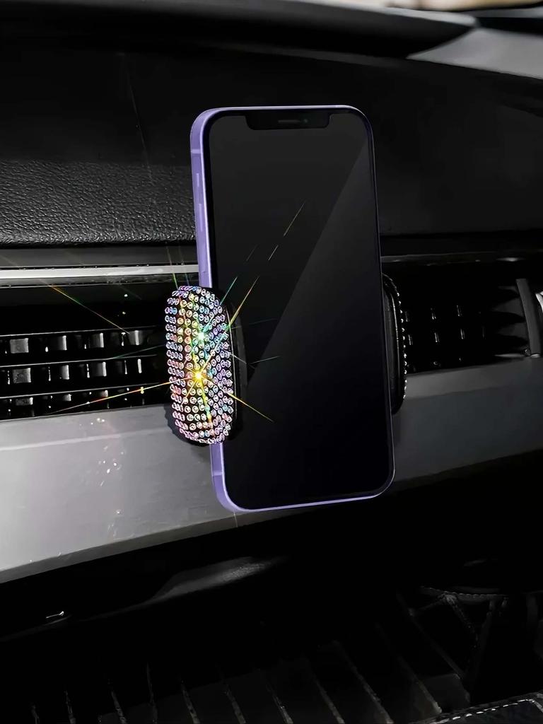 Luxury Rhinestone-Embedded Car Phone Holder - Multi-Functional Rotating Suction Cup Holder, Fits Various Vehicles
