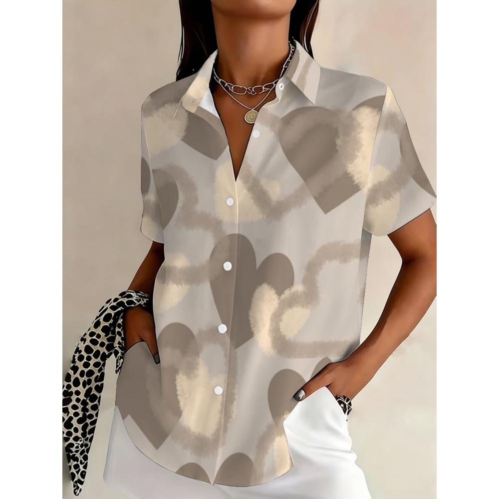 Camisa Minimalista de Verano con Estampado Digital Floral Camisa de Botones Superior para Vacaciones en la Playa Hawaiana Camisa Casual para Mujer