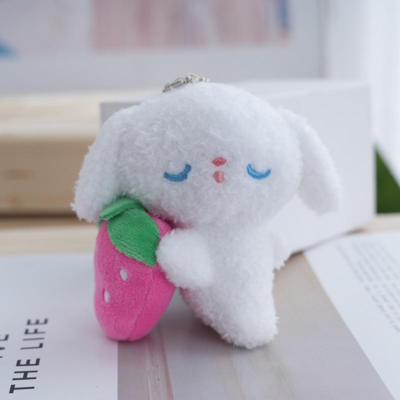 

Fluffy Plush Teddy Bear Keychain Adorable Cartoon Stuffed Doll Bags For белый