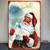 Vintage Santa Claus Metal Sign 1pc  8X12 Inch 2D Flat Wall Decor Humorous Plaque Gift For Christmas Living Room Office