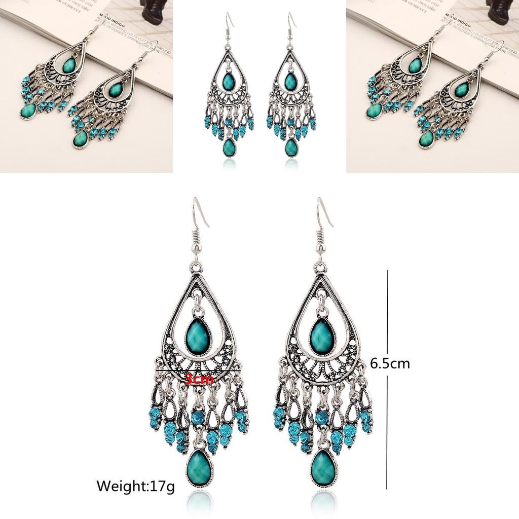 Bohemian Geometric Earrings With Glittering Stones For Ladies