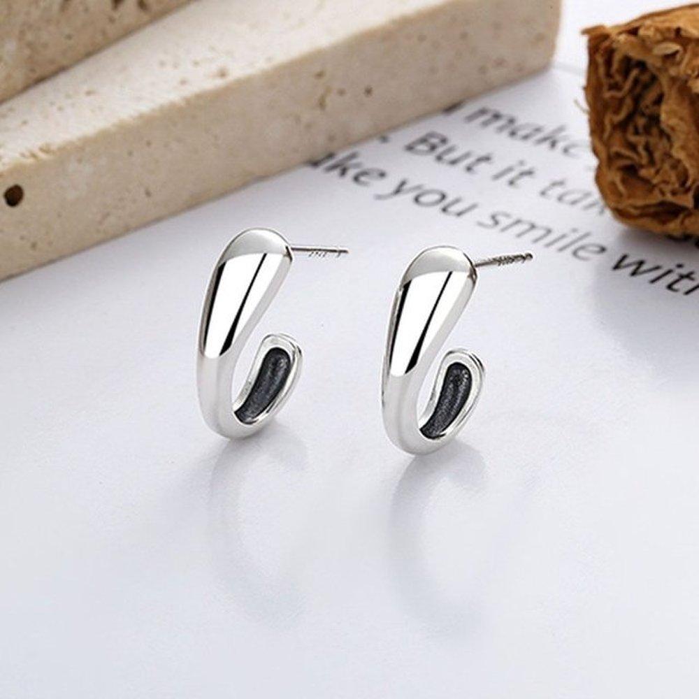 High-quality 925 silver earrings blooming c curl e075 sterling silver (Wfgjepk)