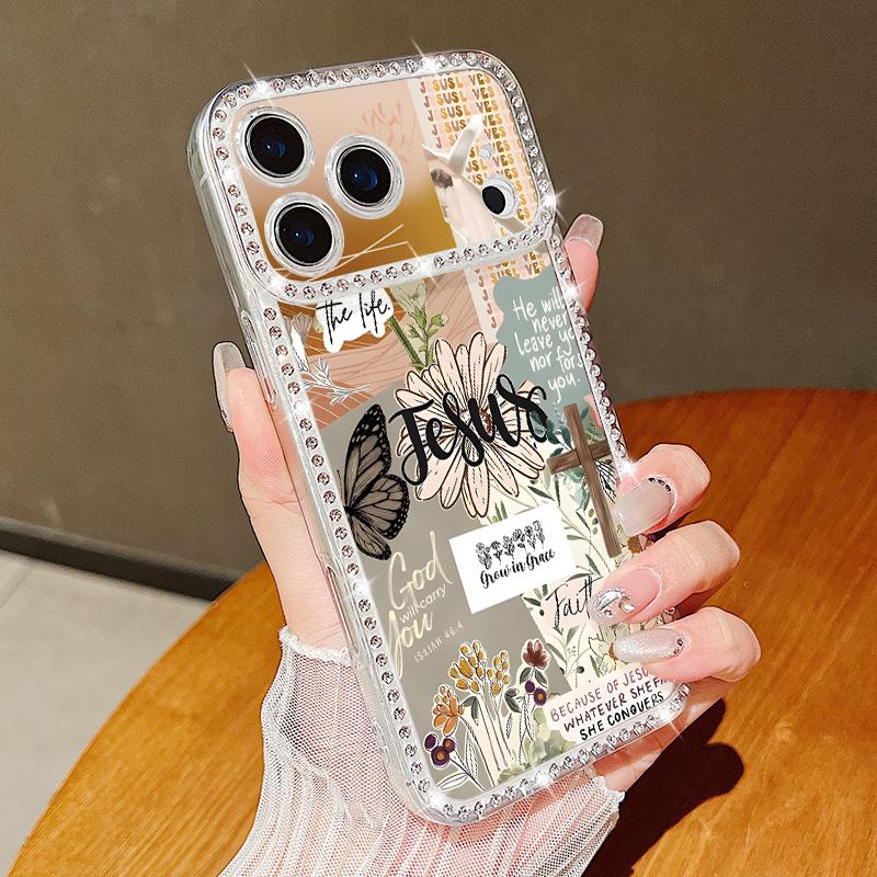 Aircraft Pattern Bling Diamond TPU Case For iPhone 17 Air 16e 16 14 15 13 17 Pro Max 15 16 Plus 17 Shockproof Soft Silicone Phone Cover