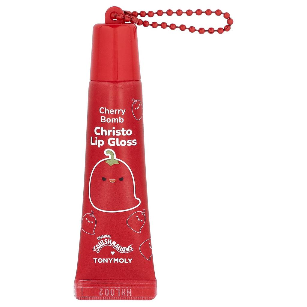 TonyMoly, Original Squishmlows™, Christo Keychain Lip Gloss, Cherry Bomb, 11g (0.38oz)