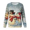 Women's Casual Neck Long Sleeve Raglan Christmas Print Pullover Sweatshirt