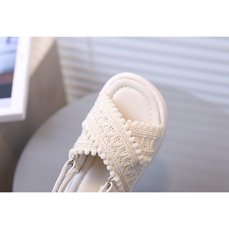 Girls Fashion Summer New Cross-Strap Fold-Edge Beach Shoes Comfortable Simple Casual Solid Color Sandals