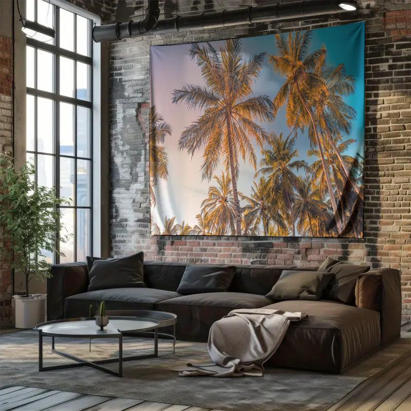 Tropical Palm Shadow Wall Tapestry Dappled Light Home Decor Hanging
