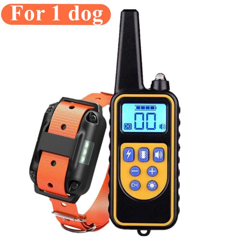 Rechargeable Remote Dog Training Collar, Waterproof Bark Stop Device, 800m Range, Automatic Shock Correction.