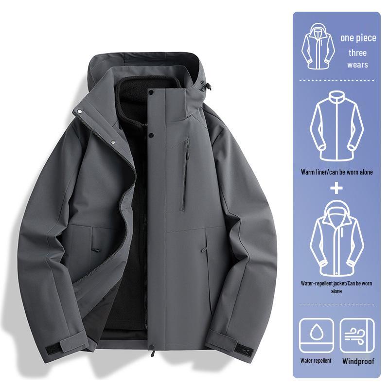 Woodpecker 3-in-1 Windproof Jacket with Removable Fleece Lining for Men & Women – Autumn/Winter Casual Outerwear