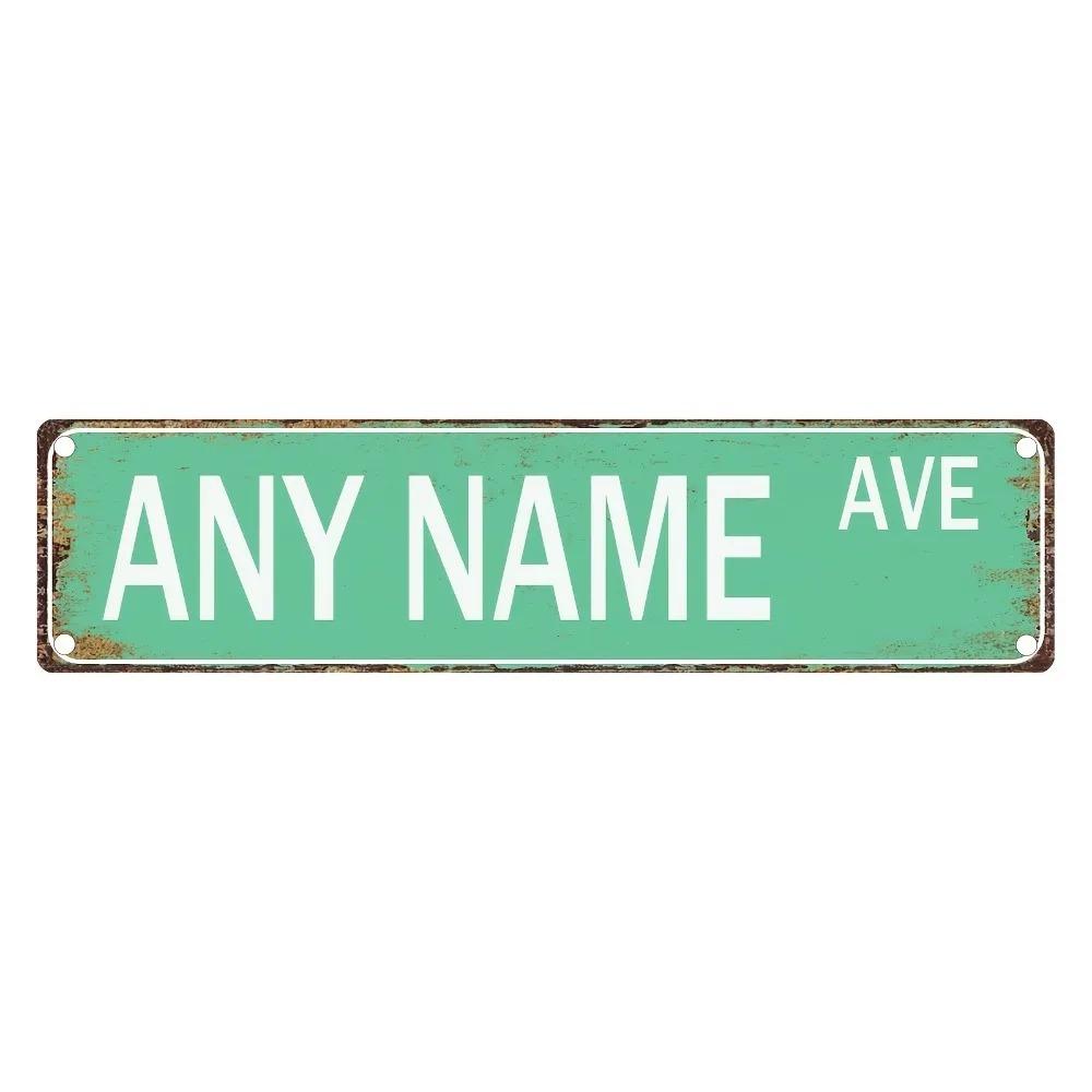 Personalized Retro Street Sign 15.75x3.94in Custom Metal Foil Wall Decor