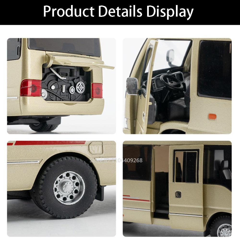 1:32 Scale Coaster Business Bus Model Toy Car Diecast Metal Sound Light Pull Back Police Vehicle Models Toys Gifts for Boys