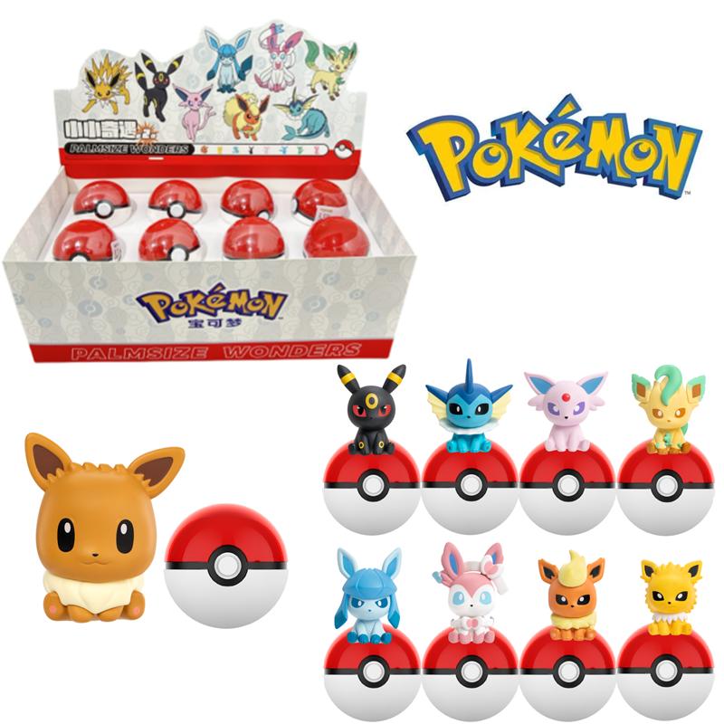 Pokemon Anime Blind Box Poke Ball Action Figures Sylveston Umbreon Vaporeon Mini Dolls Funism Genuine Model Ornament Toys Gift