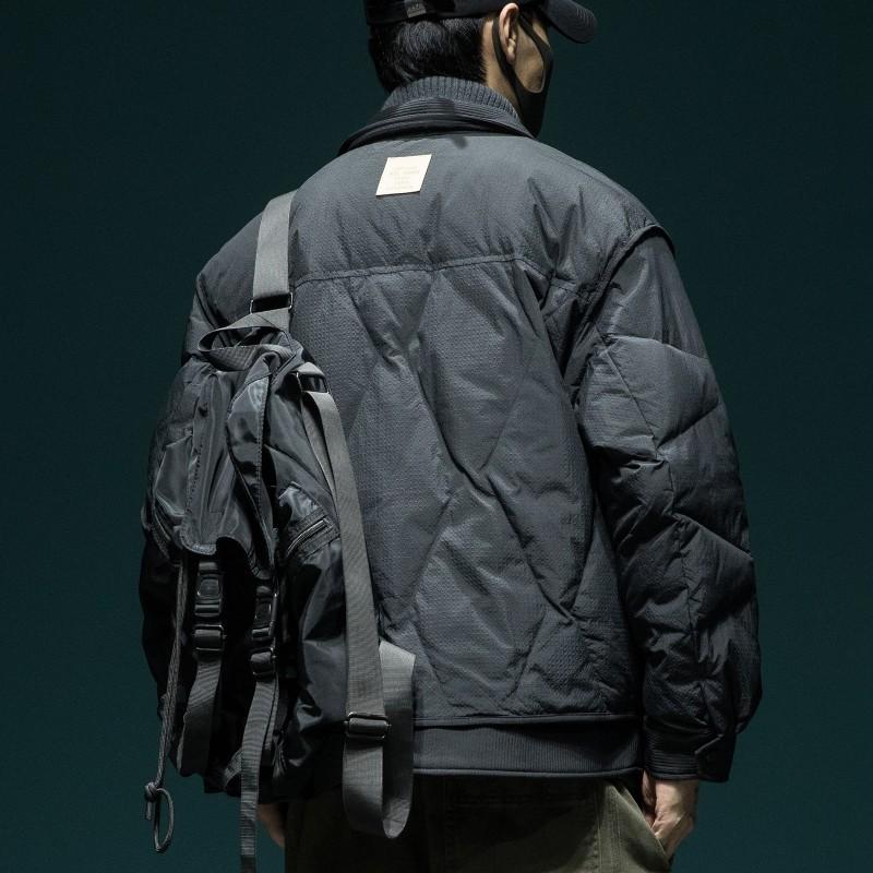 Mens Lightweight Down Jacket With Textured Finish Loose Fit Shirt Collar 90% White Duck Winter Outerwear