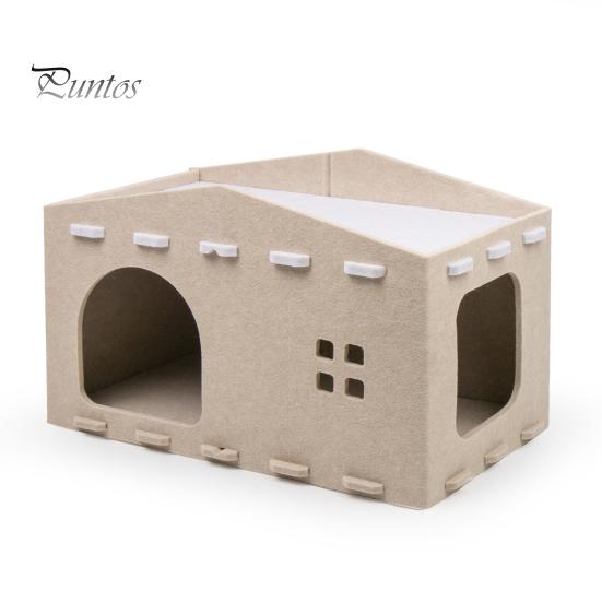 Atmungsaktives Katzenbett Große Höhle Haustierhaus Filz Spiel-Ruhe-Bereich Komfortable Nistbox Versteckwürfel 2-in-1 Kratzbrett für Wohnungskatzen mit