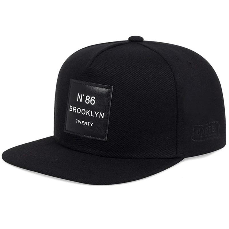 

Бейсбольная хлопковая регулируемая шляпа Snapback для мужчин и женщин BROOKLYN, кожаная этикетка N86, кепки в стиле хип-хоп, шляпа от солнца, унисекс, шляпы дальнобойщика
