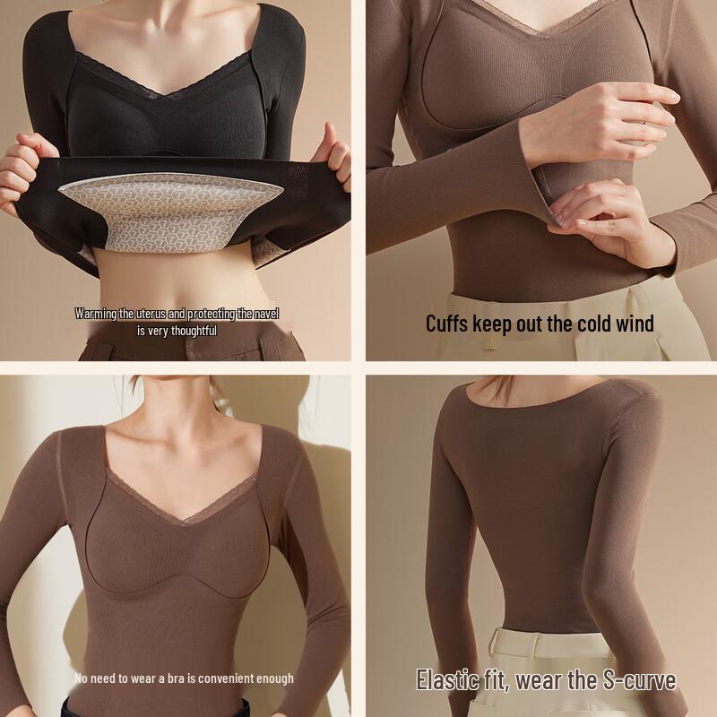 Dámský plyšový termotop MaoRen s vestavěnou podprsenkou