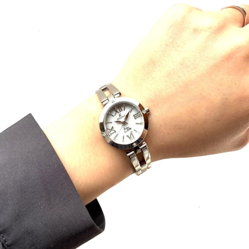 Solar 10 ATM Water Easy Strap Adjustment Tools Bracelet Japanese Solar Date Perfect White Roman Dial Ladies' Watch, Resistant, (No Required!),