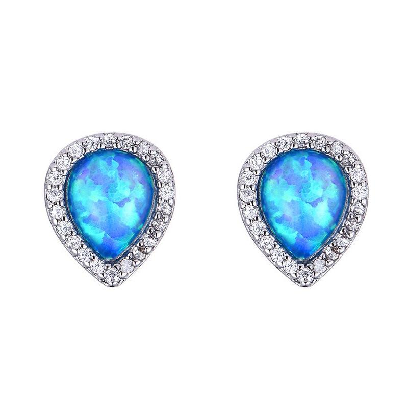2026 Water Drop Blue Stud Earrings Cute Girl Water Drop Earrings