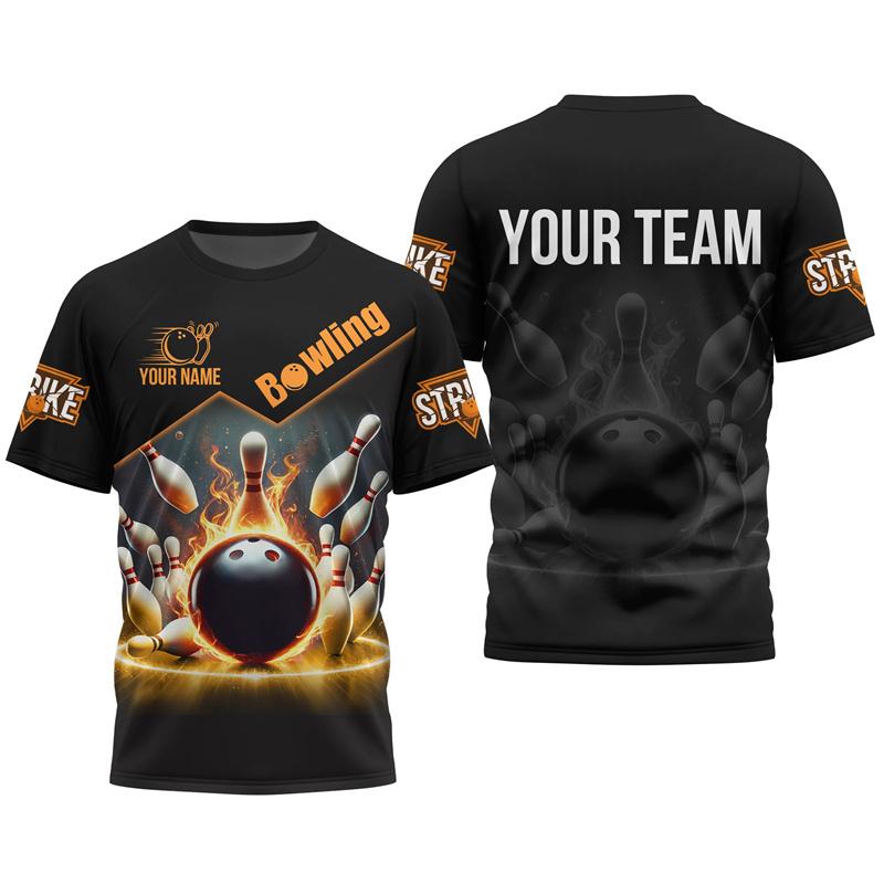 Hot Sale 3D Printed Bowling Tshirt Men Custom Name Team T-Shirt Sports Oversized Short Sleeve Tops Summer Crew Neck Tee Shirt