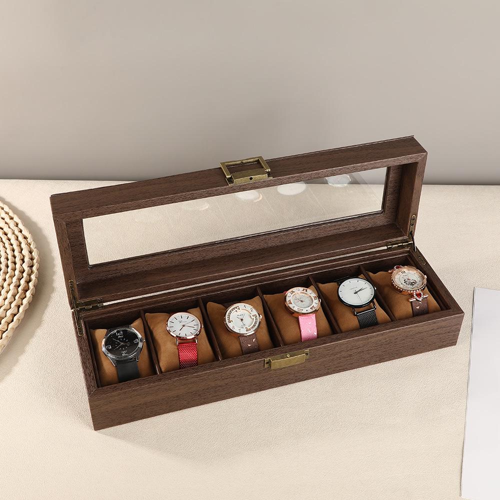 Vintage Wood Grain Leather Watch Box - High-End Bracelet Display & Storage Case