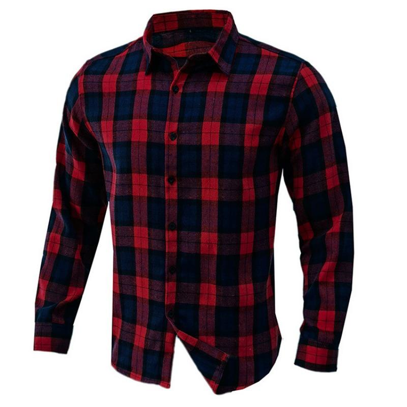 Men S Long Sleeve Flannel Plaid Shirt Thick Autumn Winter
