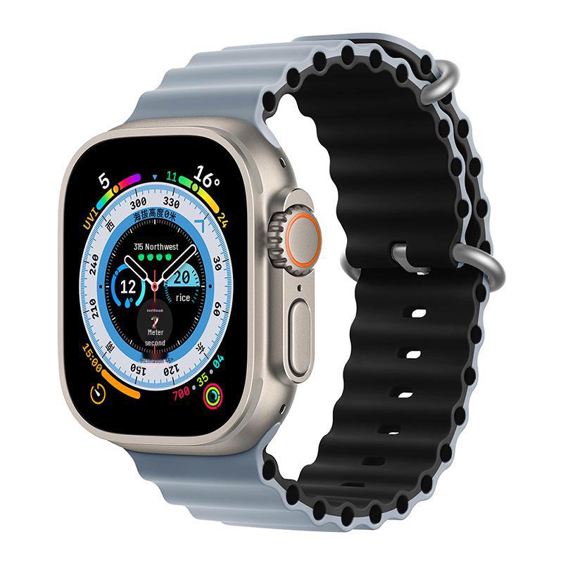 Ремешок из двухцветного силикона Apple Marine для часов 8/7/SE/Ultra Sports