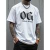 European Sizes Men' Retro Streetwear T-Shirt - Bold OG Print Loose Fit Hip-Hop Tee, Soft Cotton Suitable for Easter, Halloween, Thanksgiving