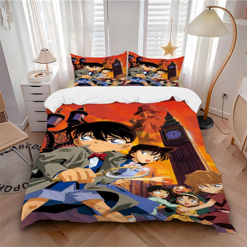 Detective Conan Mystery Print 3Pcs Bedding Setduvet Cover With 2 Bedropillowcase Home Birthday Gift