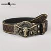 Cintura Western in Denim Tendenza Retro Gioventù Punk Rilievo Uomo Borchie Pelle Cintura
