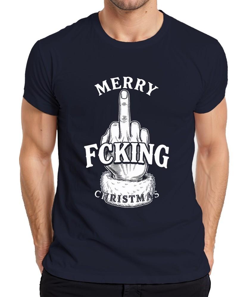 Merry Fucking Christmas Middle Finger Sarcastic Christmas Cheeky Unisexs TShirt S