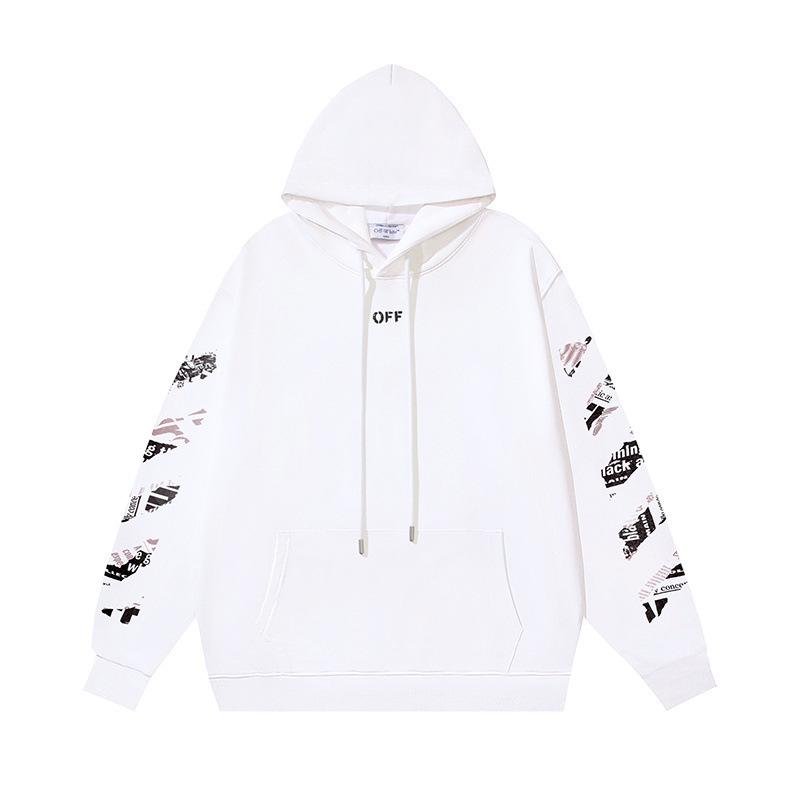 Off-White 2025 Autumn/Winter New Newspaper Arrow Pattern Printed Men's Hoodie