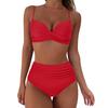 Costume da bagno bikini push up da donna costumi da bagno solidi sexy costume da bagno floreale femminile costumi da bagno increspati XL bikini a vita alta donna