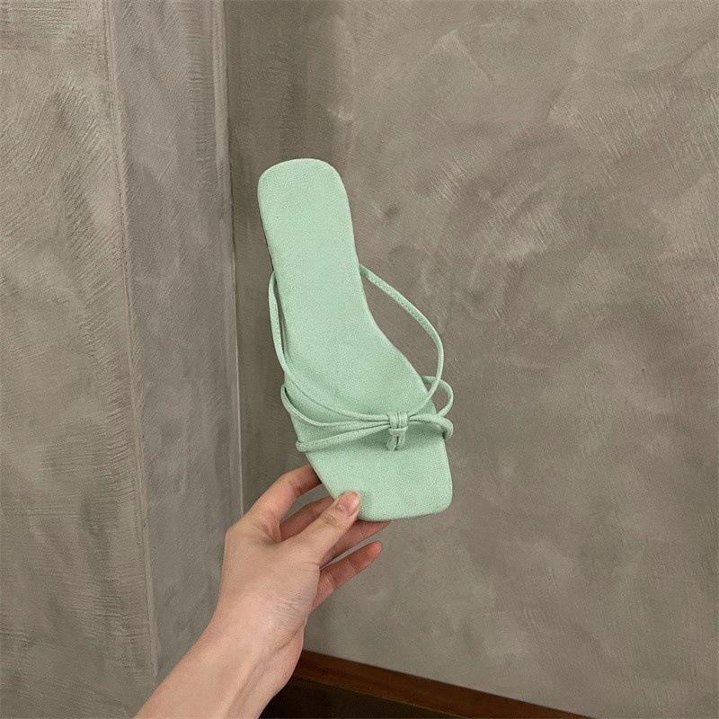 Simple toe cool slippers women's summer wear suede gentle beach thin with flip-flops