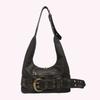 PU Leather Vintage Shoulder Bag Zipper Closure Y2k Tote Bag Solid Color Cool Girl Shoulder Bag Commute Travel Shopping Tote Bag