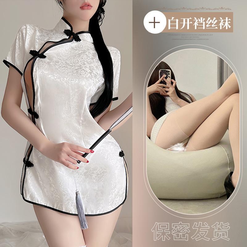 Sexy antique cheongsam sexy uniform temptation pure desire uniform set free pure desire split hollow temperament