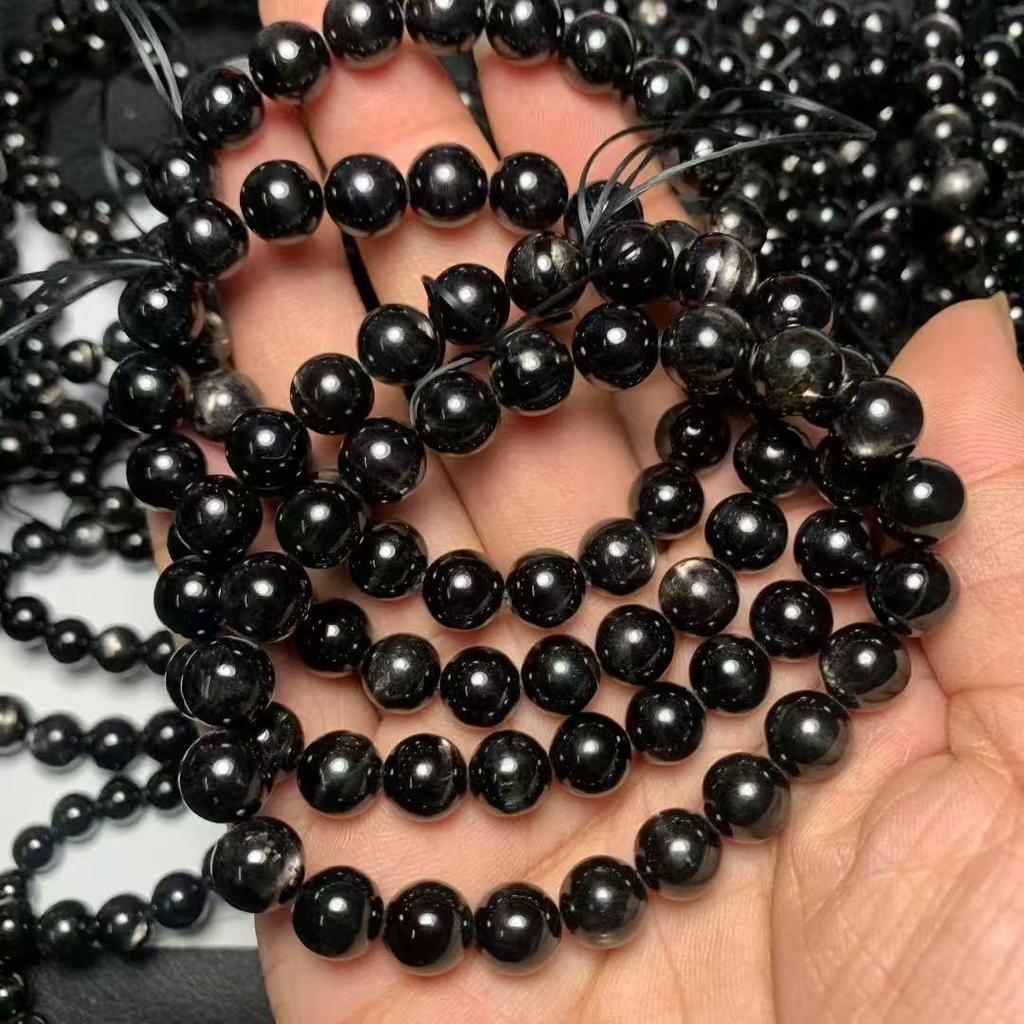 Zebra Pattern Gold Rutilated Quartz Beaded Bracelet