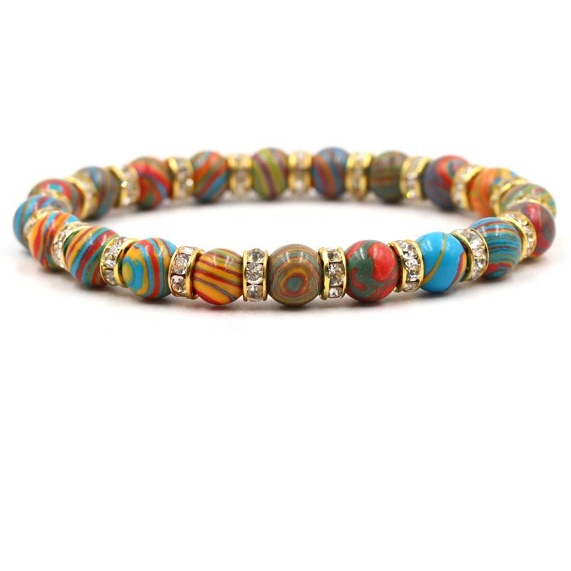 Fashion Malachite Beads Bracelet 8mm Natural Stone Peacock Malachite Beaded Handmade Bracelet Bangles Jewelry Women Men