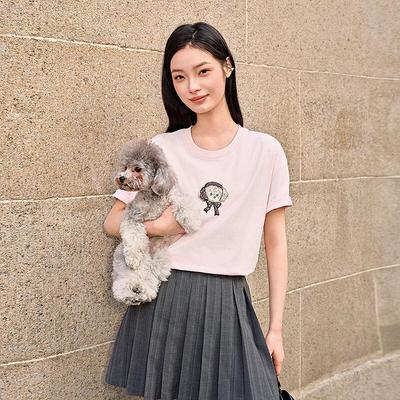 Ledin Women's Puppy Print Loose Short Sleeve T-Shirt