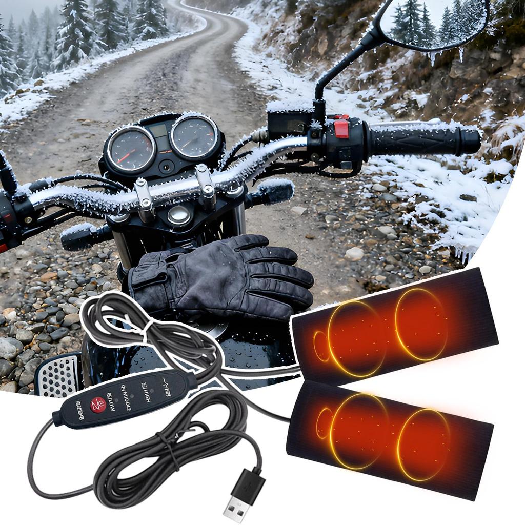 Motorrad-Griffschalen USB-betrieben Beheizbar Einstellbar Tragbarer Griffheizer für Fahrten im Freien während des Pendelns Touren Tägliches Fahren