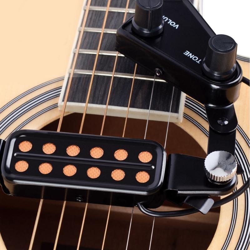 12 Hole Acoustic Guitar Pickup Sound Hole Pickup Magnetic Transducer with Volumes Tone Tuner Guitar Accessories