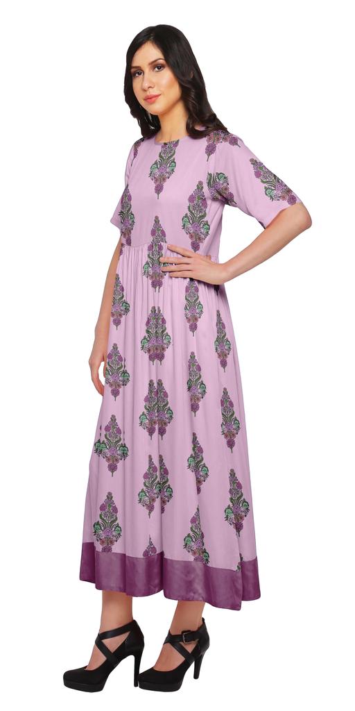 Moomaya Impresos Kurti Codo Manga T Nica Vestidos De Verano De La Mujer