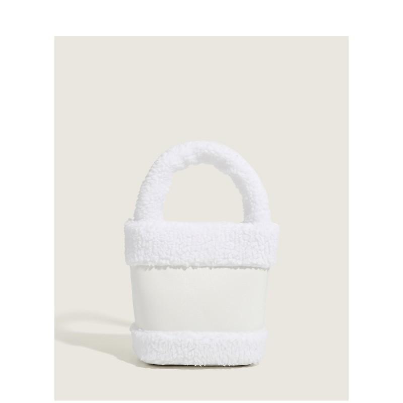 Plush Bag Women s Furry Bucket Handbag Korean Style 2025 New Color Hand-carried Fluffy белый