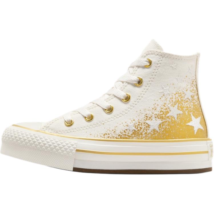 Converse All Star Canvas EVA Lift Fashion Versatile High Top Kids Canvas Shoes Kids Sneakers White Yellow A12877C