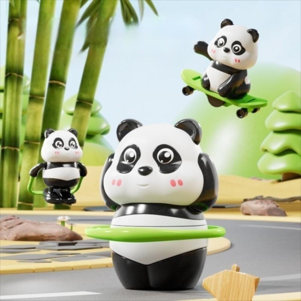 Plastic Funny Panda Toy Skateboarding Action Sports Panda Ornament Novelty Mechanical Toy Children